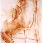 Nude on chair, 1989, 24 x 18 inches, conte on paper